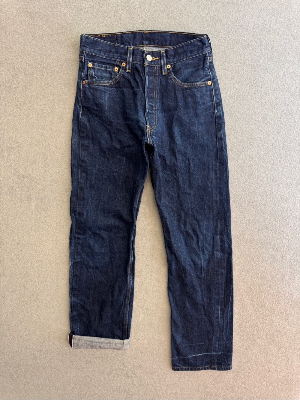 Levis 501 Selvedge 27x30 Button Fly Straight Fit Blue Denim Tag 29x32